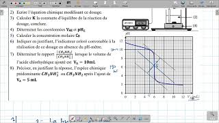 Dosage de méthyle aminel’étude d’une solution aqueuse de 𝑪𝑯𝟑𝑵𝑯𝟐 et son dosage par mesure du pH [upl. by Beaudoin42]