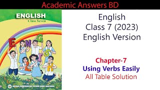 Class 7  English  Chapter 7  Using Verbs Easily  All Table Solution [upl. by Iyre]