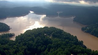 Aerials show damaging floods in Lake Lure [upl. by Yorker422]