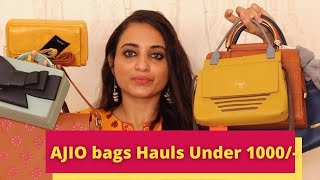 Ajio bag haul 2020Tote baghand bagsling bag clutch bagajio bag reviewajio haulOnline Shopping [upl. by Sikko]