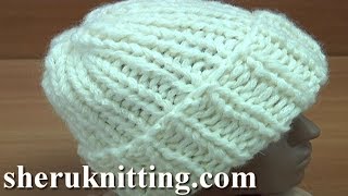 Knit Slouchy Hat Tutorial 254 [upl. by Guthrie]