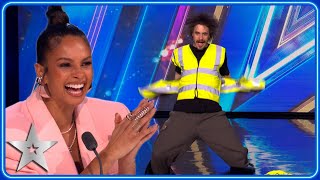 HILARIOUS HIVIS STRIPTEASE leaves Simon baffled  Auditions  BGT 2023 [upl. by Finnegan]