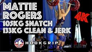 Mattie Rogers 69  105kg Snatch  133kg Clean amp Jerk American Record 4k [upl. by Haraz]