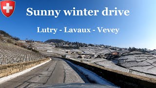 Come feel this sunny winter drive 🇨🇭  Lutry  Lavaux  Vevey Switzerland [upl. by Symons]