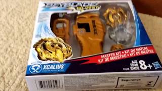 HASBRO BEYBLADE BURST MASTER KIT  CODES GOLDEN XCALIUS AND STRING LAUNCHER [upl. by Tterag132]