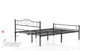 Assemble VECELO Metal Platform Bed Frame with Headboard amp Footboard [upl. by Yrtneg37]