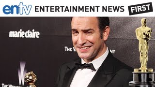 OSCARS 2012 Best Actor Nominees Jean Dujardin George Clooney and Brad Pitt ENTV [upl. by Nil]