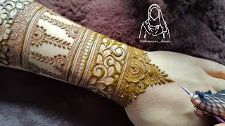 Beautiful Heavy Bridal Henna Design Tutorial  Very Beautiful Bridal Henna  Tutorial by Thouseen [upl. by Elleirua]