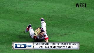 Joe Castiglione falls off chair after Andrew Benintendis heroic catch [upl. by Weiman]