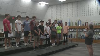 Johnston Middle School choir members performing with Foreigner at Iowa State Fair [upl. by Ymmaj8]