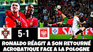 RONALDO RÉAGIT À SON RETOURNÉ ACROBATIQUE   51 PORTUGAL  POLOGNE  😂😂 [upl. by Cirdec230]