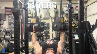 flat dumbelle press slow improvements to 165 [upl. by Lambard]