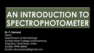 An Introduction to Spectrophotometer [upl. by Langan562]