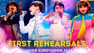 FIRST REHEARSALS  Junior Eurovision 2024 Armenia Ukraine Spain Cyprus Georgia Estonia Italy [upl. by Currier]