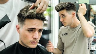 Skin Fade Textured Quiff Haircut amp Hairstyle Tutorial  Mens Summer Hair  BluMaan 2018 [upl. by Eppillihp842]