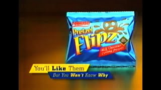 Nestle Flipz Milk Chocolate Pretzels Advert  Youll Like Them But You Wont Know Why  1998 [upl. by Westley]