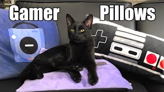 Gamer Pillows  Perfect for Game Rooms Gifts amp Kittens [upl. by Kelwunn]