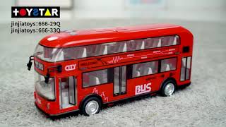 114 Scale City friction inertial Doubledecker BusWith Sound LightsJINJIA 66628Q 33Q [upl. by Ariamat]