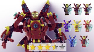 Lego Iron Man Mech and nano weapons and 8 minifigs build and show StopMotion  unoffical Lego [upl. by Roz229]