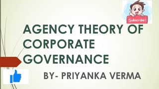 AGENCY THEORY OF CORPORATE GOVERNANCE  MCOM BCOM KUK [upl. by Bendick]