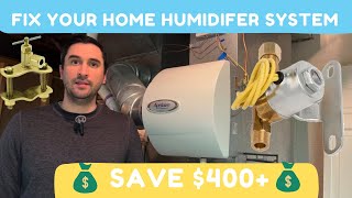 Fix Your Home Humidifier System  Solenoid Valve Saddle Valve Water Level Sensor and New Water Pad [upl. by Hales]