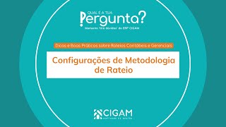 MTD Rateios Contábeis e Gerenciais  Configurações de Metodologia de Rateio [upl. by Bunni]