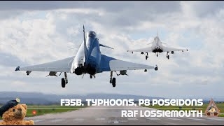 ACTION PACKED RAF Lossiemouth  Two F35Bs P8 Poseidons Typhoons Birdstrike amp Emergency Fuel Leak [upl. by Chirlin]