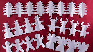 Easy decorative paper chain for Xmas DIY Paper cutting design easy [upl. by Lorin]