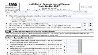 IRS Form 8990 walkthrough Limitation on Business Interest Expenses Under IRC Section 163j [upl. by Jacquelin]