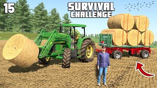 ULTRA LOW COST WINDROWER SAVES THE DAY  Survival Challenge  Farming Simulator 22  EP 15 [upl. by Eniruam]