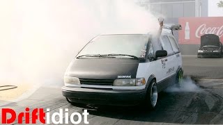 Toyota Previa Tofu Drift Van in a Burnout Competition 4K [upl. by Einned]