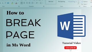 How to Break Page in MS Word  MS Word for Beginners [upl. by Jacquette883]