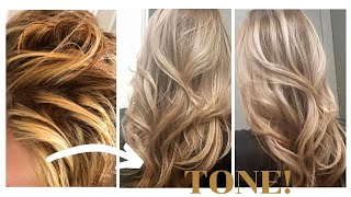 HOW TO TONE BRASSY HAIR  WELLA T18  T11  BRASSY TO ASHY [upl. by Arodoet]