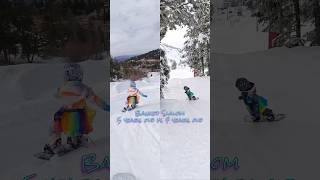 Banked Slalom PROGRESSION 5 years old vs 7 years old snowboarding [upl. by Beltran]