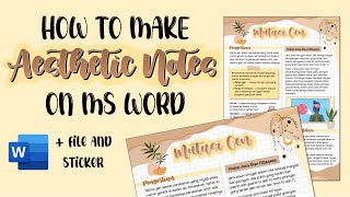 How to Make Aesthetic Notes in Microsoft Word  Easy and Simple  Link Download [upl. by Mharba]