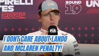 Max Verstappen Did Not SYMPATHIZE with Lando and McLaren Penalty after the Incident in the US GP [upl. by Kirimia699]