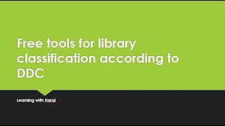 Free tools for library classification according to DDC [upl. by Eulalia]