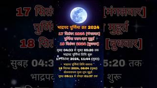 Bhadrapada Purnima Kya hai  Mahatva  🌕 Samay Tithi  kyu Manaya Jata hai  kis God ki puja kare [upl. by Aicinoid]