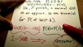 Stats Approximating a Binomial Prob Distribution using a Normal Distrib Part 2 [upl. by Drarej702]