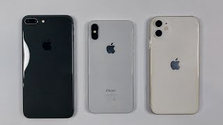 iPhone 8 Plus Vs iPhone X Vs 11  SPEED TEST [upl. by Schellens170]