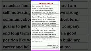 Self Introduction in English  introduce yourself in english shorts trending [upl. by Janelle]