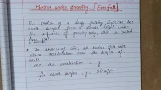 Class 11 38 Free fall  Motion under gravity [upl. by Anit]