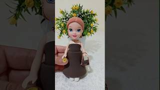 How To Make A Dress For A Barbie Doll With Polymer Clay  Barbie Dolls  DIY  ASMR  Hand Made 👗💒 [upl. by Yelrehs]