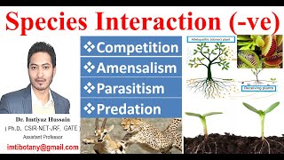 Species Interactions Competition Amensalism Parasitism Predation negative Part I [upl. by Adley]