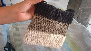 COMO FAZER BOLSA DE CROCHÊ 3 CORES  DIY [upl. by Humph]