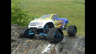 HSP 94111 110 RC Nitro Monster Truck W HSP 11216 Snow Truck Tracks [upl. by German305]