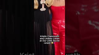 KristinChenoweth and LindsayLohan walk the NY premiere carpet for OurLittleSecret [upl. by Aivatal539]