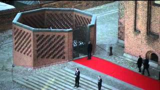 Queen Margrethe II of Denmark and family visit Grave at Roskilde Cathedral [upl. by Esinad]