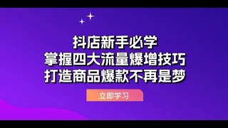 抖店新手必学：掌握四大流量爆增技巧，打造商品爆款不再是梦 [upl. by Nitnerb527]