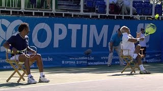 Exclusive tennis match crazy doubles with Bahrami Noah Leconte and Cash [upl. by Ermentrude]